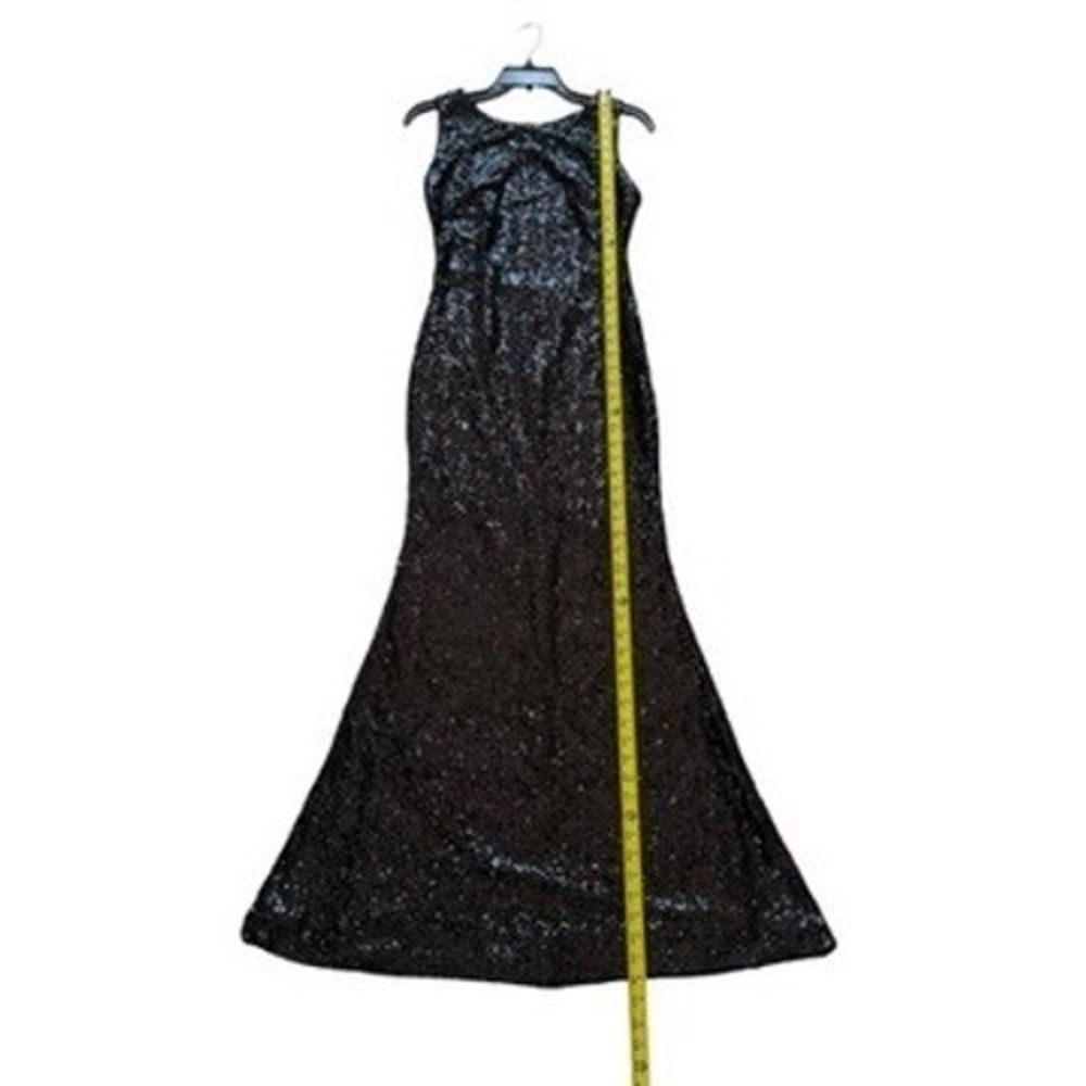 Navy Sequined Mermaid Gown Keyhole Back Formal Dress Women Small - Picture 4 of 8